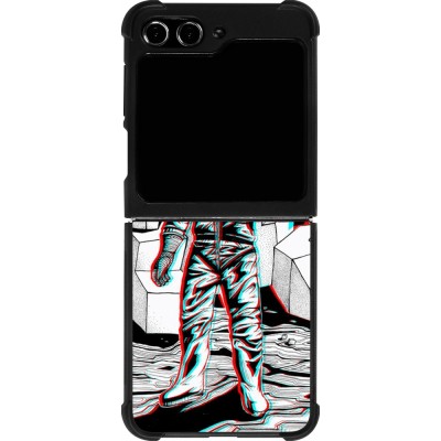 Coque Samsung Galaxy Z Flip5 - Silicone rigide noir Anaglyph Astronaut