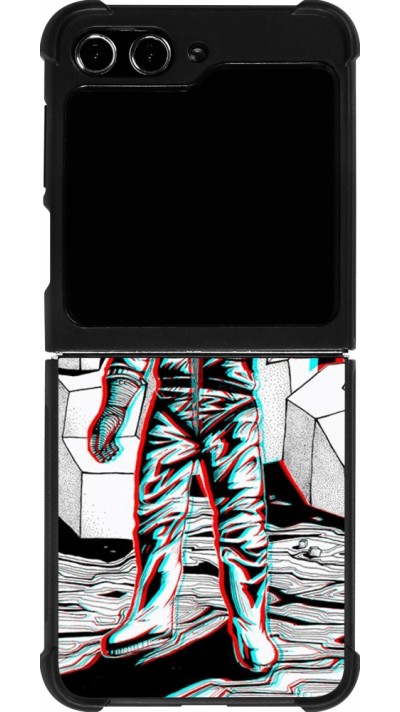 Coque Samsung Galaxy Z Flip5 - Silicone rigide noir Anaglyph Astronaut