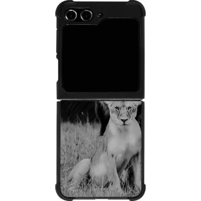 Coque Samsung Galaxy Z Flip5 - Silicone rigide noir Angry lions