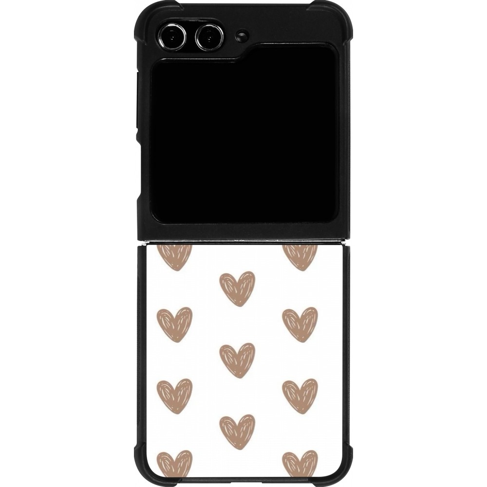 Coque Samsung Galaxy Z Flip5 - Silicone rigide noir Autumn 2024 brown hearts