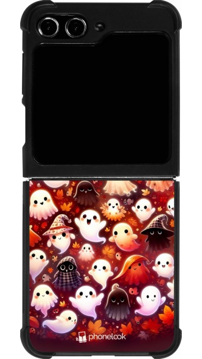 Coque Samsung Galaxy Z Flip5 - Silicone rigide noir Fantômes automne mignons