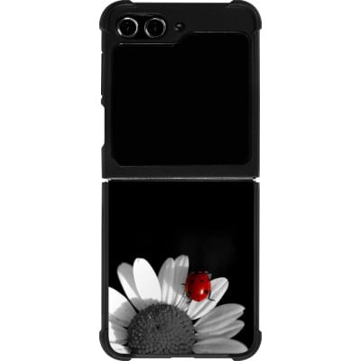 Coque Samsung Galaxy Z Flip5 - Silicone rigide noir Black and white Cox