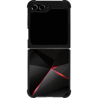 Coque Samsung Galaxy Z Flip5 - Silicone rigide noir Black Red Lines