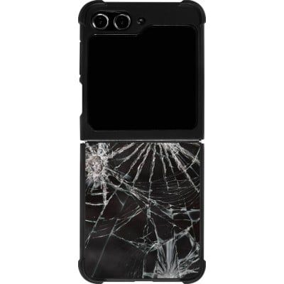 Coque Samsung Galaxy Z Flip5 - Silicone rigide noir Broken Screen