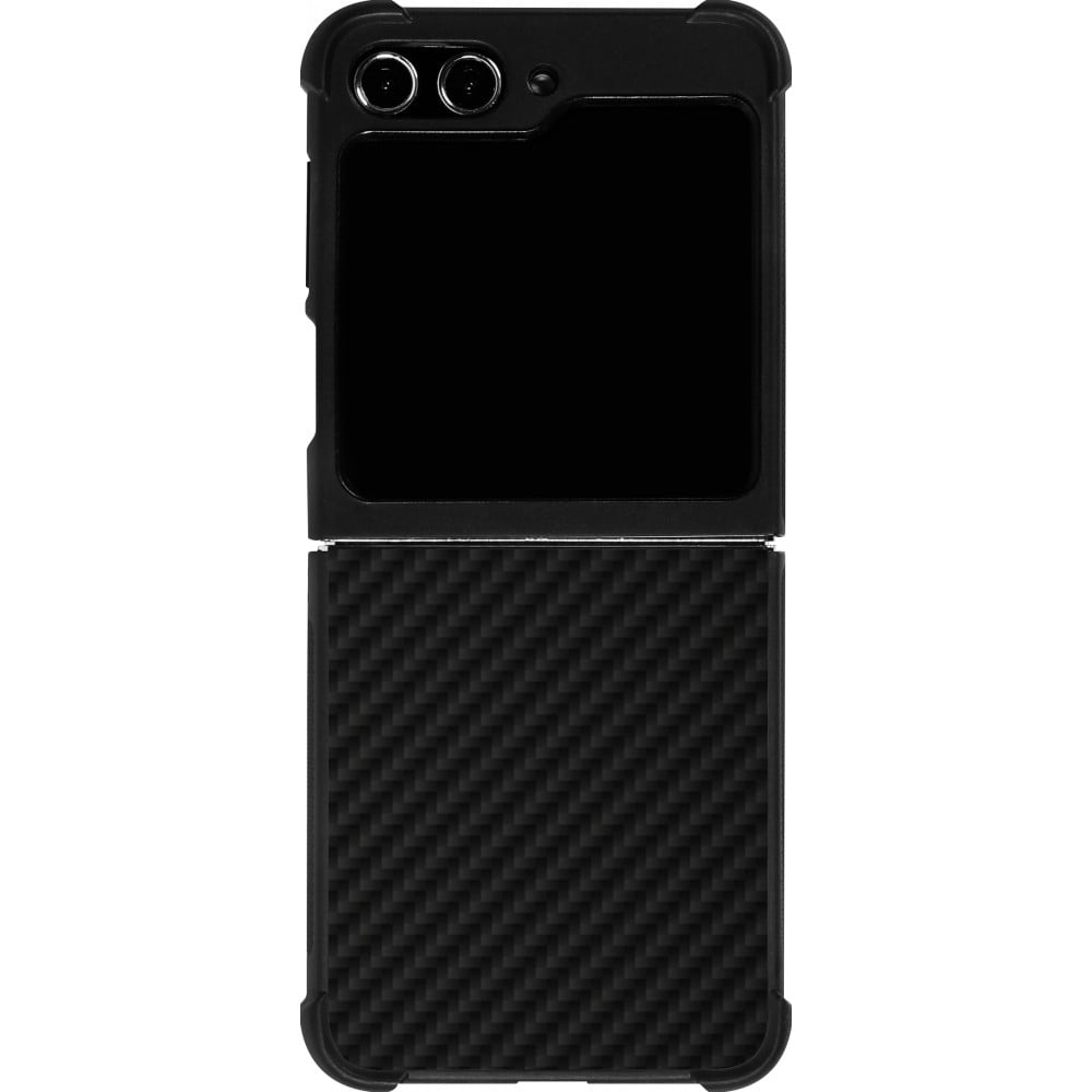 Coque Samsung Galaxy Z Flip5 - Silicone rigide noir Carbon Basic