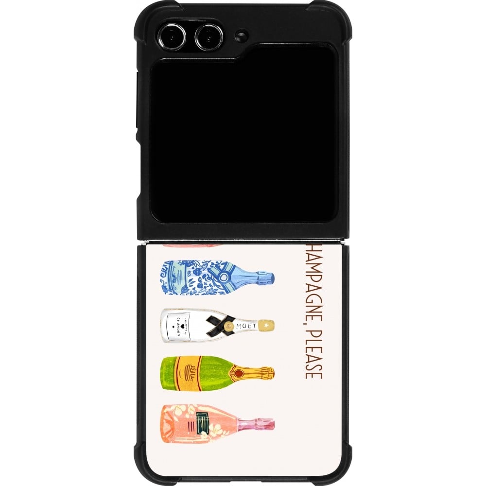 Coque Samsung Galaxy Z Flip5 - Silicone rigide noir Champagne Please