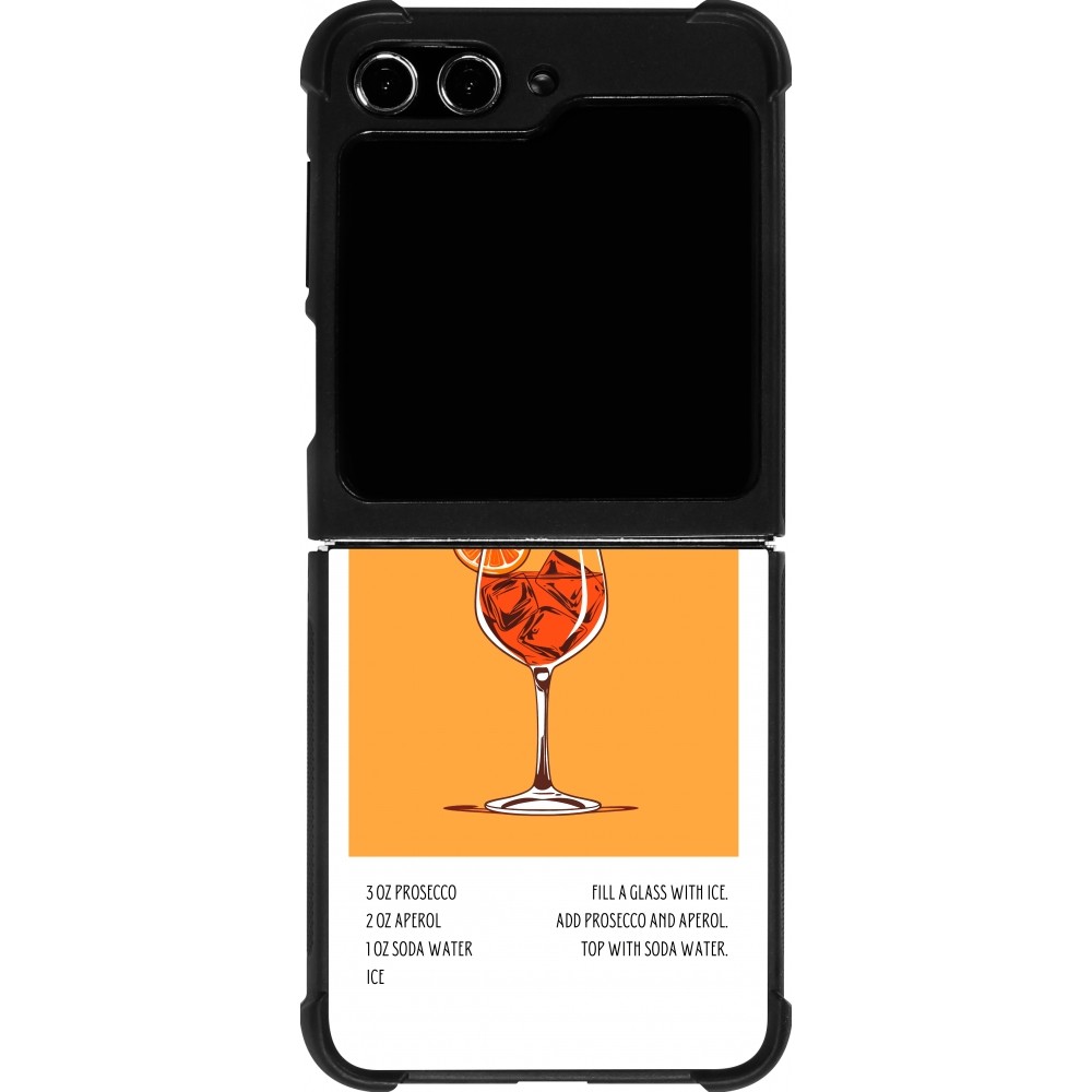 Coque Samsung Galaxy Z Flip5 - Silicone rigide noir Cocktail recette Aperol Spritz