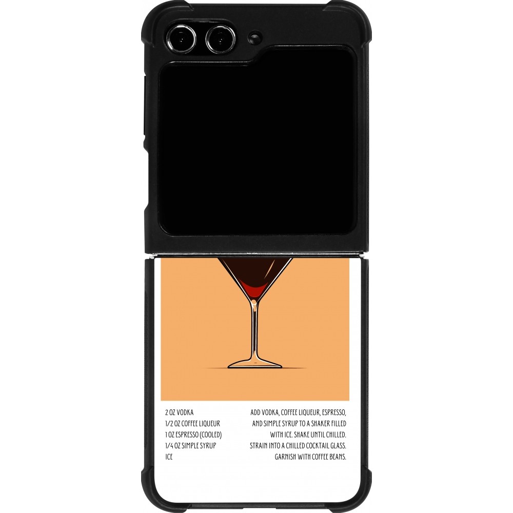 Coque Samsung Galaxy Z Flip5 - Silicone rigide noir Cocktail recette Espresso Martini