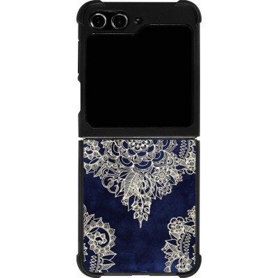 Coque Samsung Galaxy Z Flip5 - Silicone rigide noir Cream Flower Moroccan