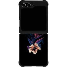 Coque Samsung Galaxy Z Flip5 - Silicone rigide noir Dark Flowers