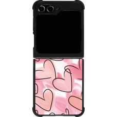 Coque Samsung Galaxy Z Flip5 - Silicone rigide noir Easter 2023 pink hearts