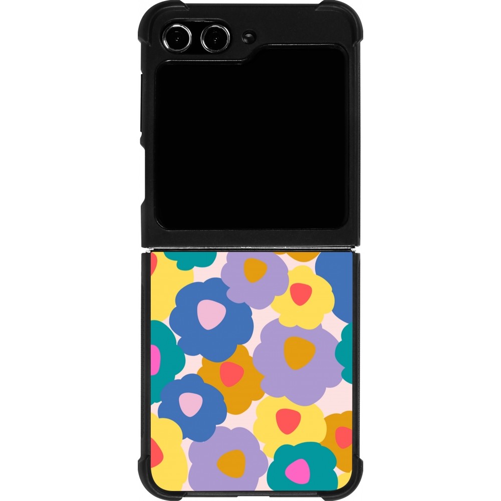 Coque Samsung Galaxy Z Flip5 - Silicone rigide noir Easter 2024 flower power