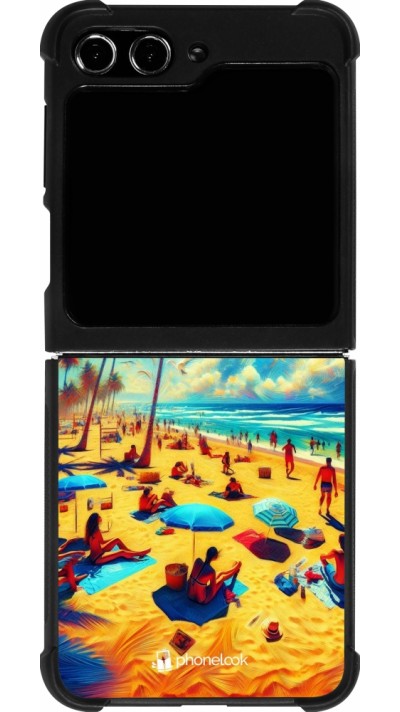 Coque Samsung Galaxy Z Flip5 - Silicone rigide noir Été Paradis Paint