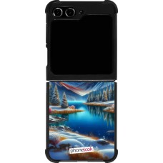 Coque Samsung Galaxy Z Flip5 - Silicone rigide noir Fantasy Mountain Lake Sky Stars