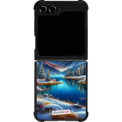 Coque Samsung Galaxy Z Flip5 - Silicone rigide noir Fantasy Mountain Lake Sky Stars