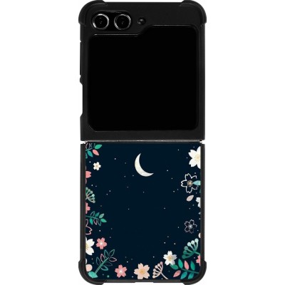 Coque Samsung Galaxy Z Flip5 - Silicone rigide noir Flowers space