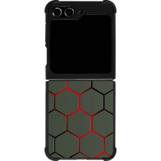 Coque Samsung Galaxy Z Flip5 - Silicone rigide noir Geometric Line red