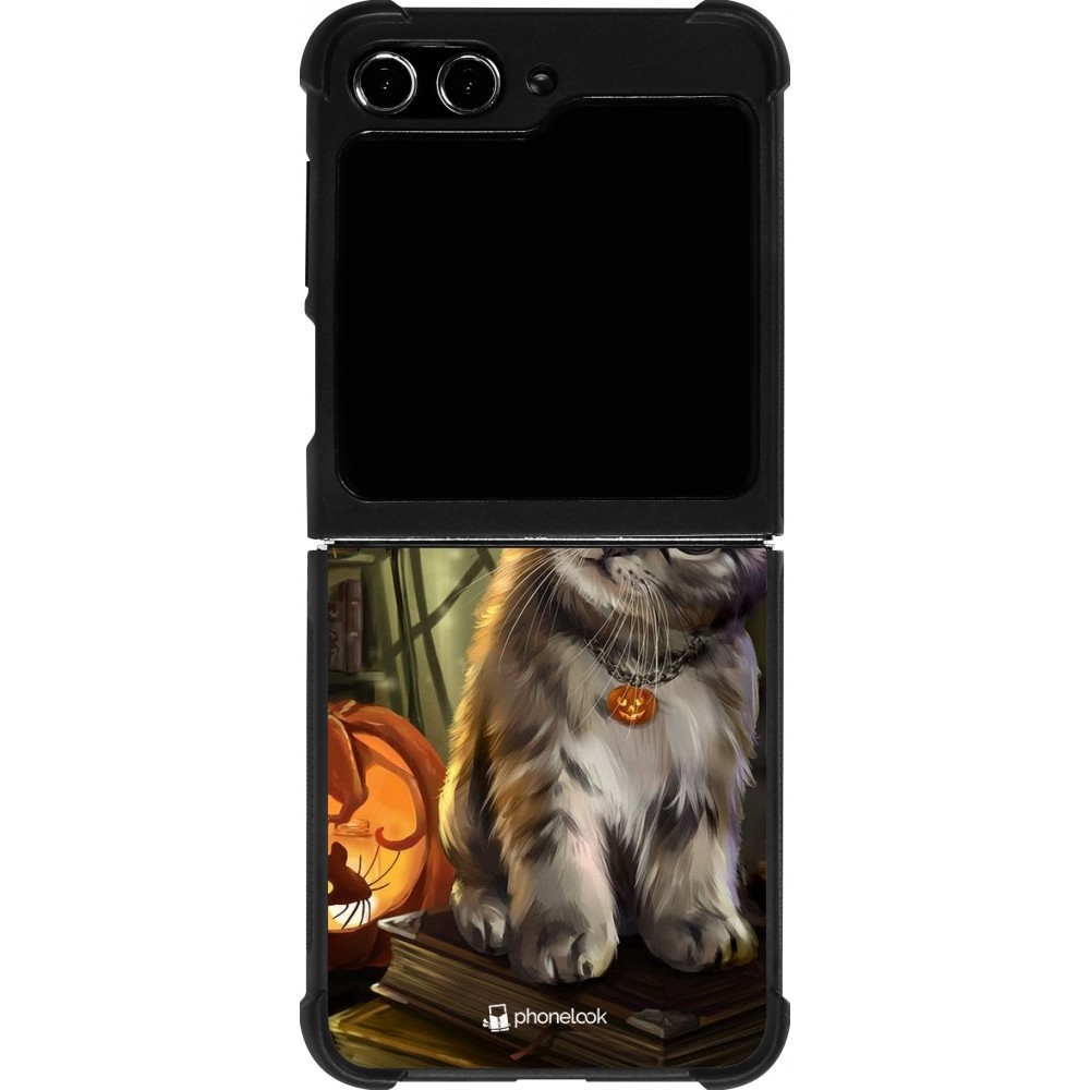 Coque Samsung Galaxy Z Flip5 - Silicone rigide noir Halloween 21 Witch cat