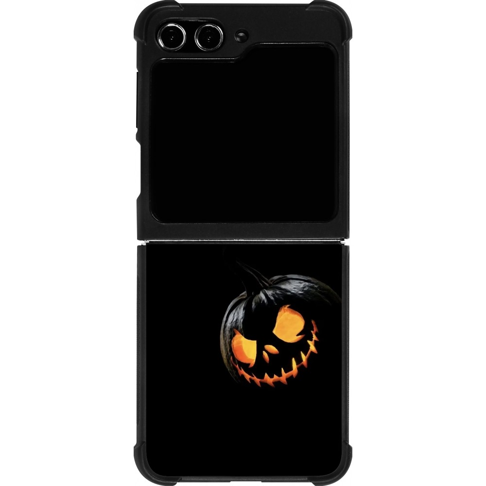 Coque Samsung Galaxy Z Flip5 - Silicone rigide noir Halloween 2023 discreet pumpkin