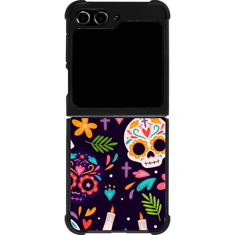 Coque Samsung Galaxy Z Flip5 - Silicone rigide noir Halloween 2023 mexican style