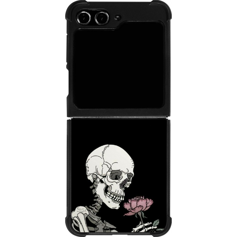 Coque Samsung Galaxy Z Flip5 - Silicone rigide noir Halloween 2023 rose and skeleton