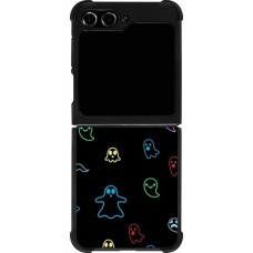 Coque Samsung Galaxy Z Flip5 - Silicone rigide noir Halloween 2024 colorful ghosts