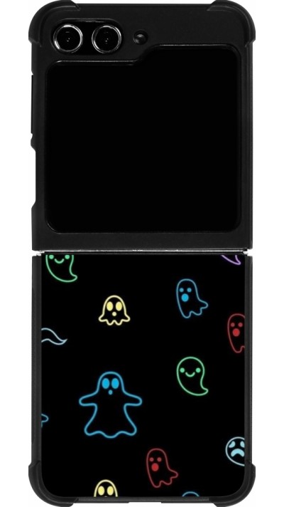 Coque Samsung Galaxy Z Flip5 - Silicone rigide noir Halloween 2024 colorful ghosts