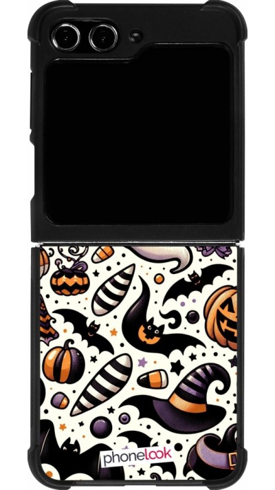 Coque Samsung Galaxy Z Flip5 - Silicone rigide noir Halloween 2024 Cute Pattern