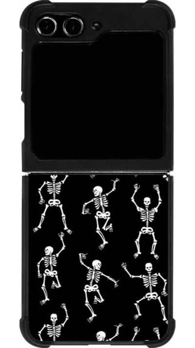 Coque Samsung Galaxy Z Flip5 - Silicone rigide noir Halloween 2024 dancing skeleton