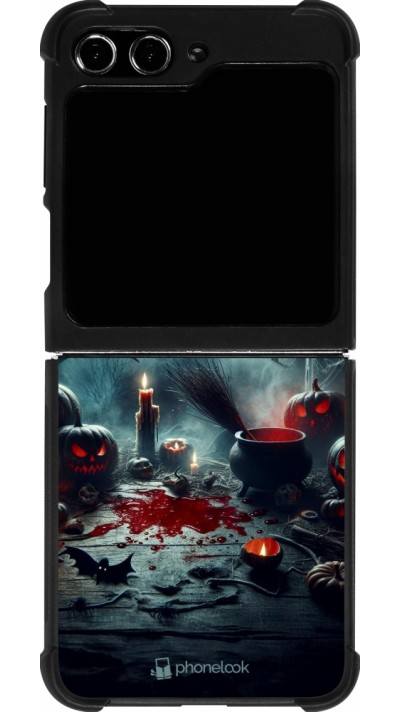 Coque Samsung Galaxy Z Flip5 - Silicone rigide noir Halloween 2024 Dark Moon