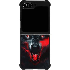 Coque Samsung Galaxy Z Flip5 - Silicone rigide noir Halloween 2024 mad werewolf