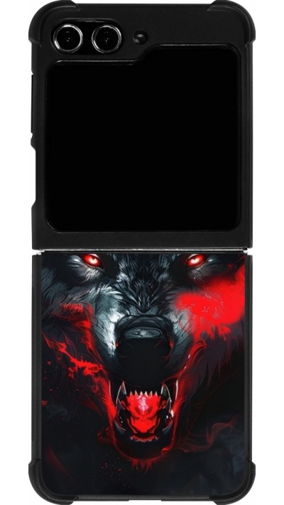 Coque Samsung Galaxy Z Flip5 - Silicone rigide noir Halloween 2024 mad werewolf