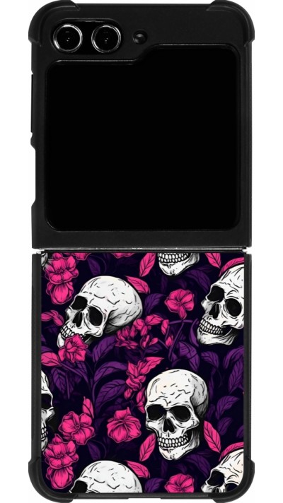 Coque Samsung Galaxy Z Flip5 - Silicone rigide noir Halloween 2024 romantic skulls