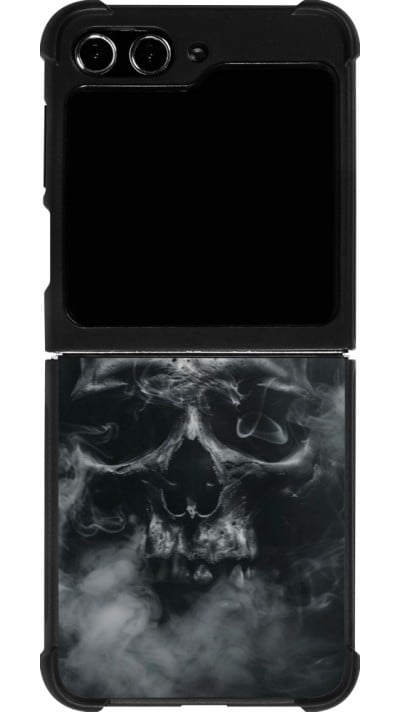 Coque Samsung Galaxy Z Flip5 - Silicone rigide noir Halloween 2024 smoky skull