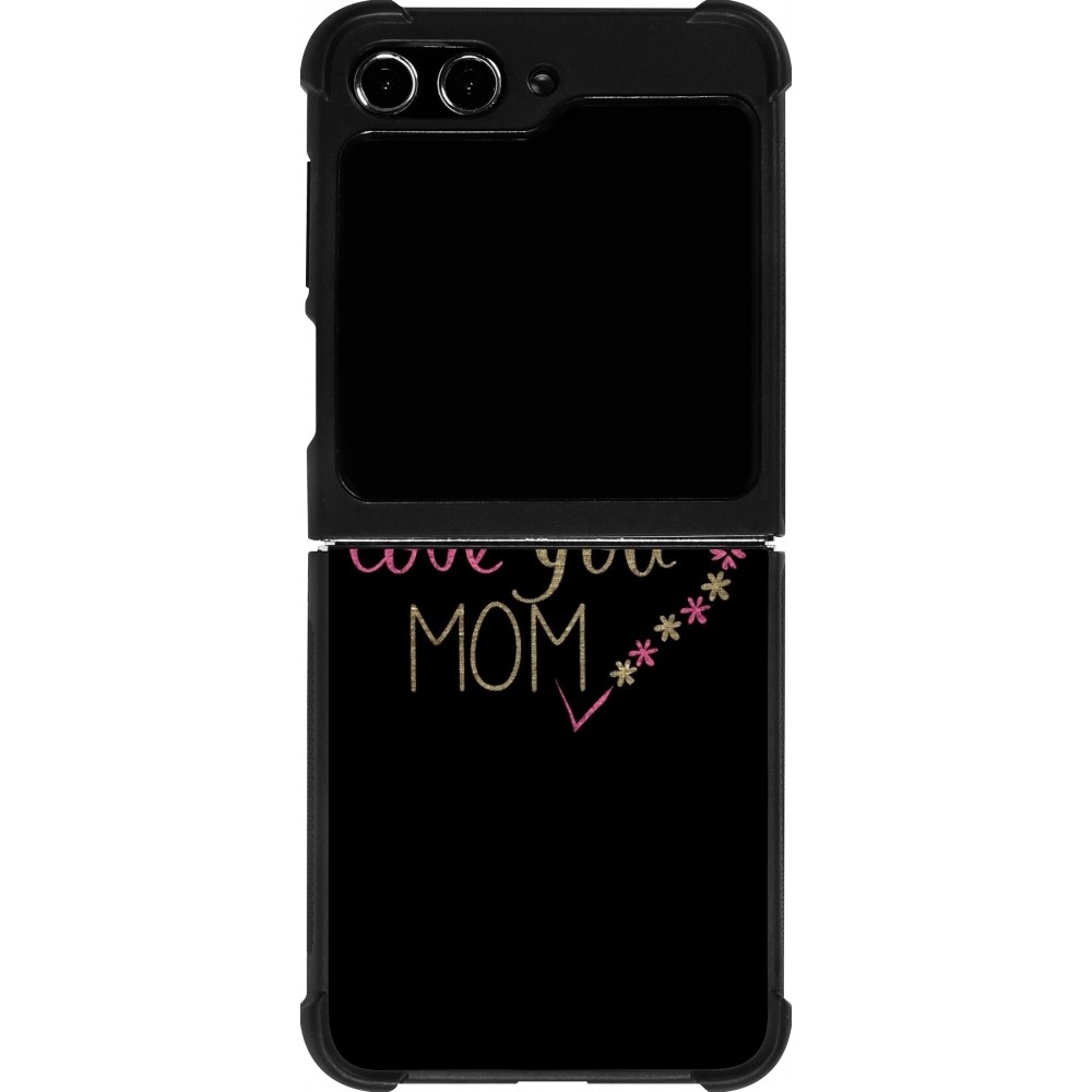 Coque Samsung Galaxy Z Flip5 - Silicone rigide noir I love you Mom