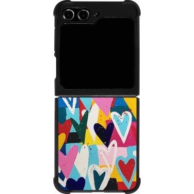 Coque Samsung Galaxy Z Flip5 - Silicone rigide noir Joyful Hearts