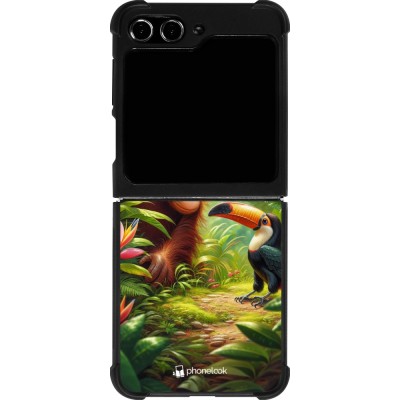 Coque Samsung Galaxy Z Flip5 - Silicone rigide noir Jungle Tropicale Tayrona