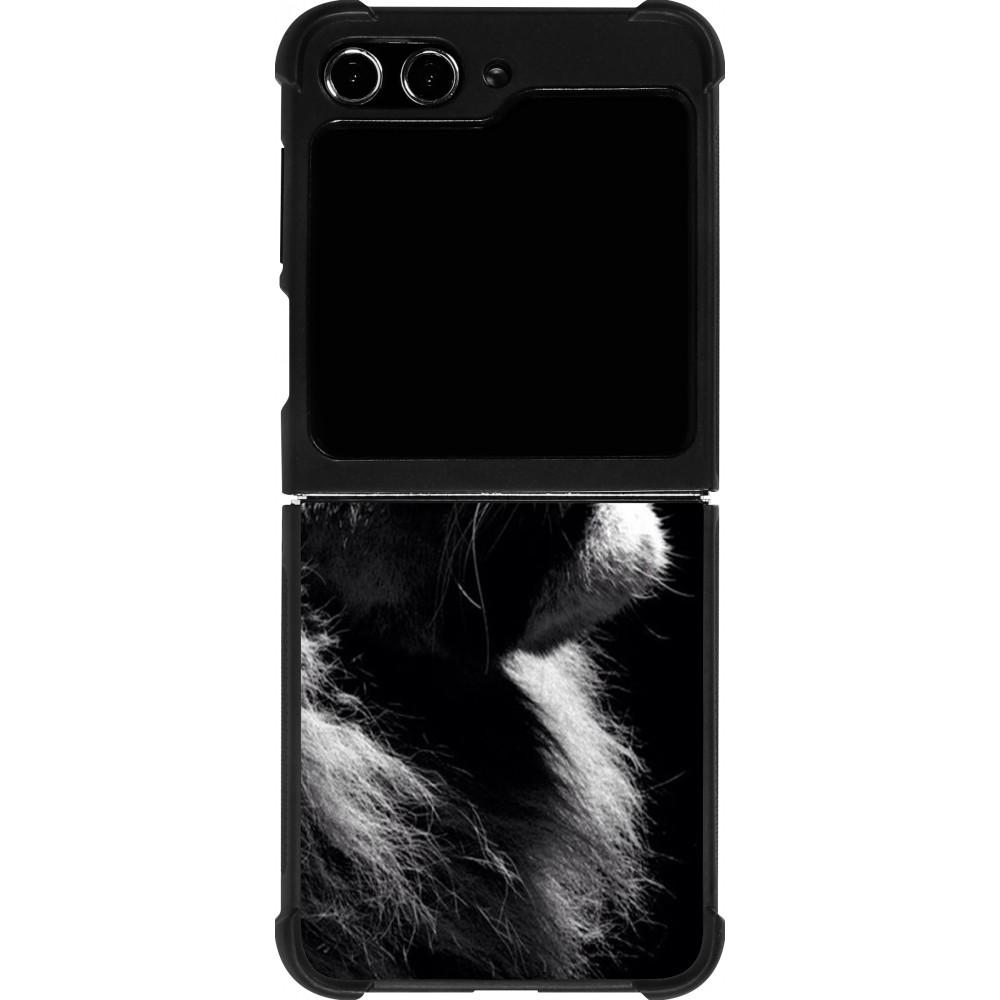 Coque Samsung Galaxy Z Flip5 - Silicone rigide noir Lion looking up