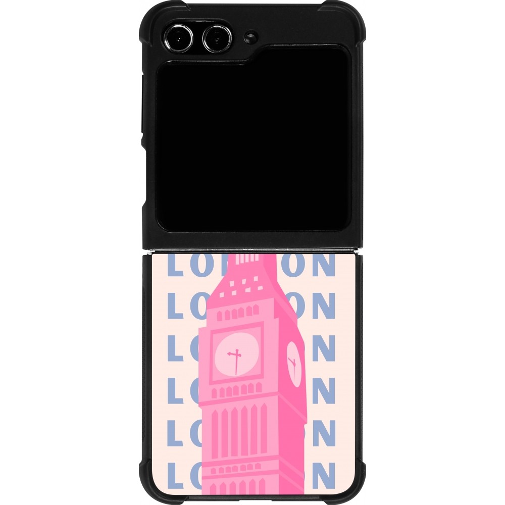 Coque Samsung Galaxy Z Flip5 - Silicone rigide noir London Pink Print