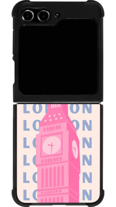 Coque Samsung Galaxy Z Flip5 - Silicone rigide noir London Pink Print