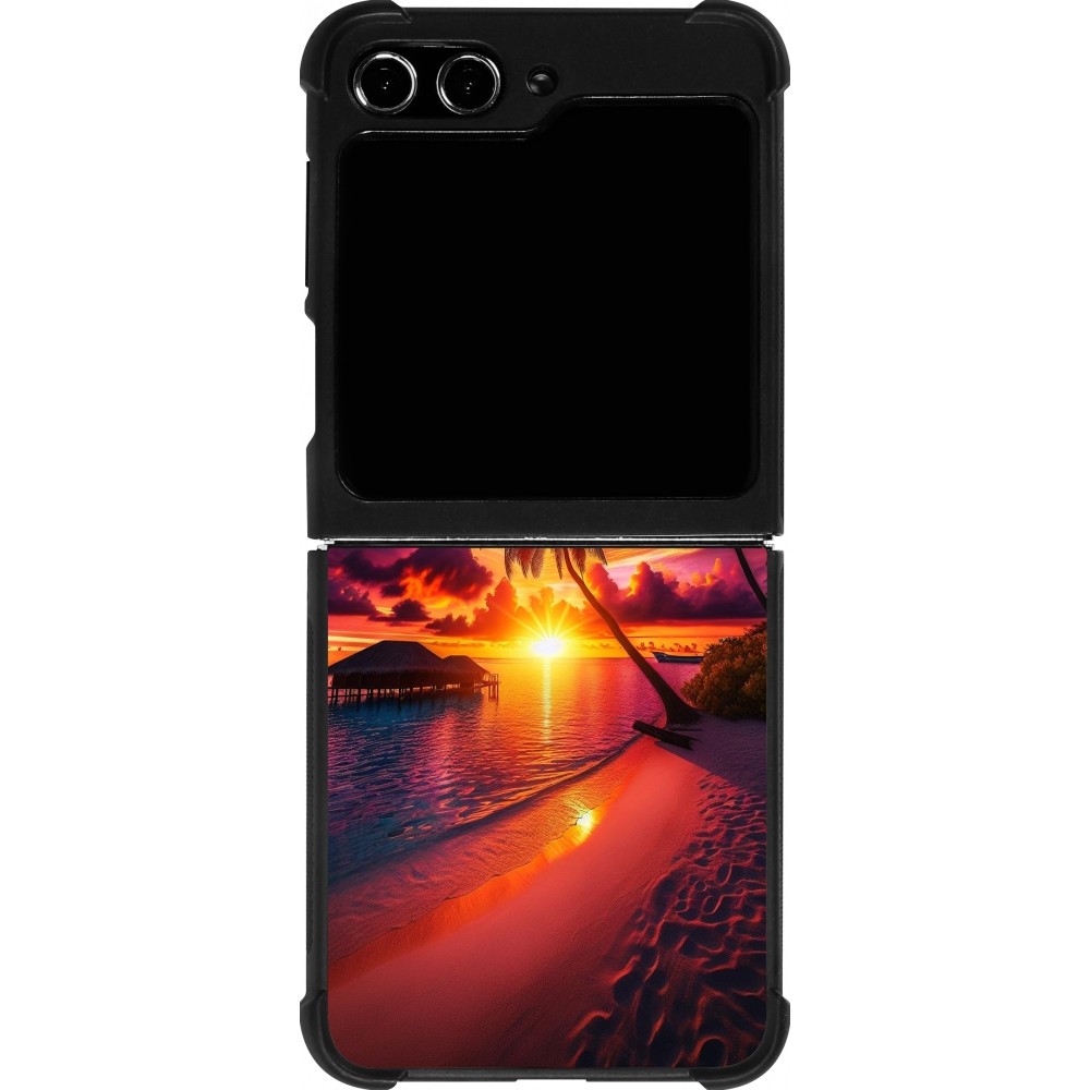 Coque Samsung Galaxy Z Flip5 - Silicone rigide noir Maldives Dusk Bliss