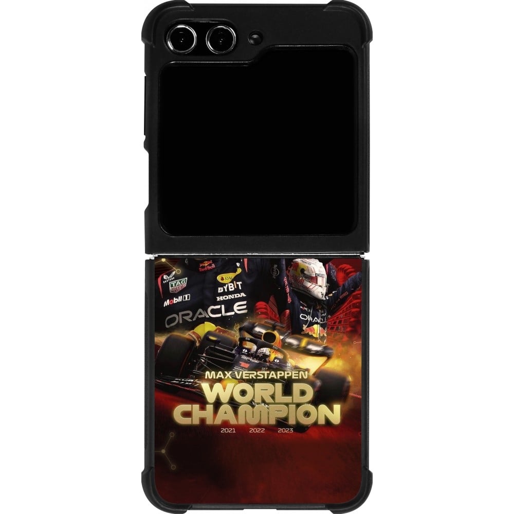 Coque Samsung Galaxy Z Flip5 - Silicone rigide noir Max Verstappen Champion 2023