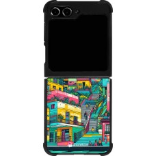 Coque Samsung Galaxy Z Flip5 - Silicone rigide noir Medellin Comuna 13 Art