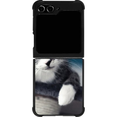 Coque Samsung Galaxy Z Flip5 - Silicone rigide noir Meow 23