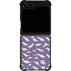 Coque Samsung Galaxy Z Flip5 - Silicone rigide noir Mini dino pattern violet