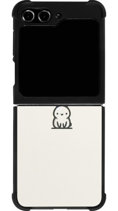 Coque Samsung Galaxy Z Flip5 - Silicone rigide noir Minimal bunny cutie