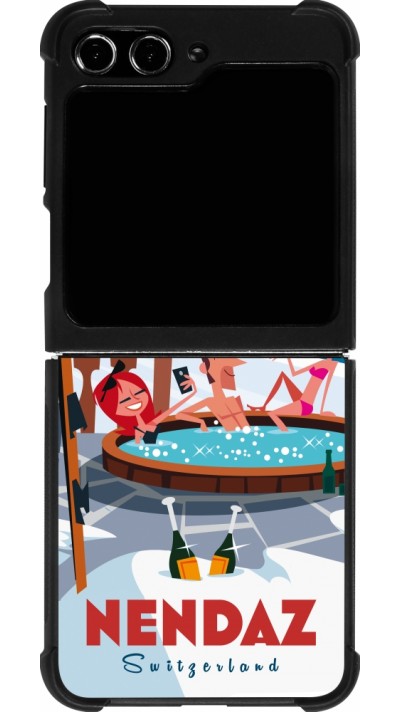 Coque Samsung Galaxy Z Flip5 - Silicone rigide noir Nendaz Mountain Jacuzzi