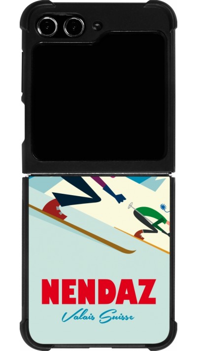 Coque Samsung Galaxy Z Flip5 - Silicone rigide noir Nendaz Ski Downhill