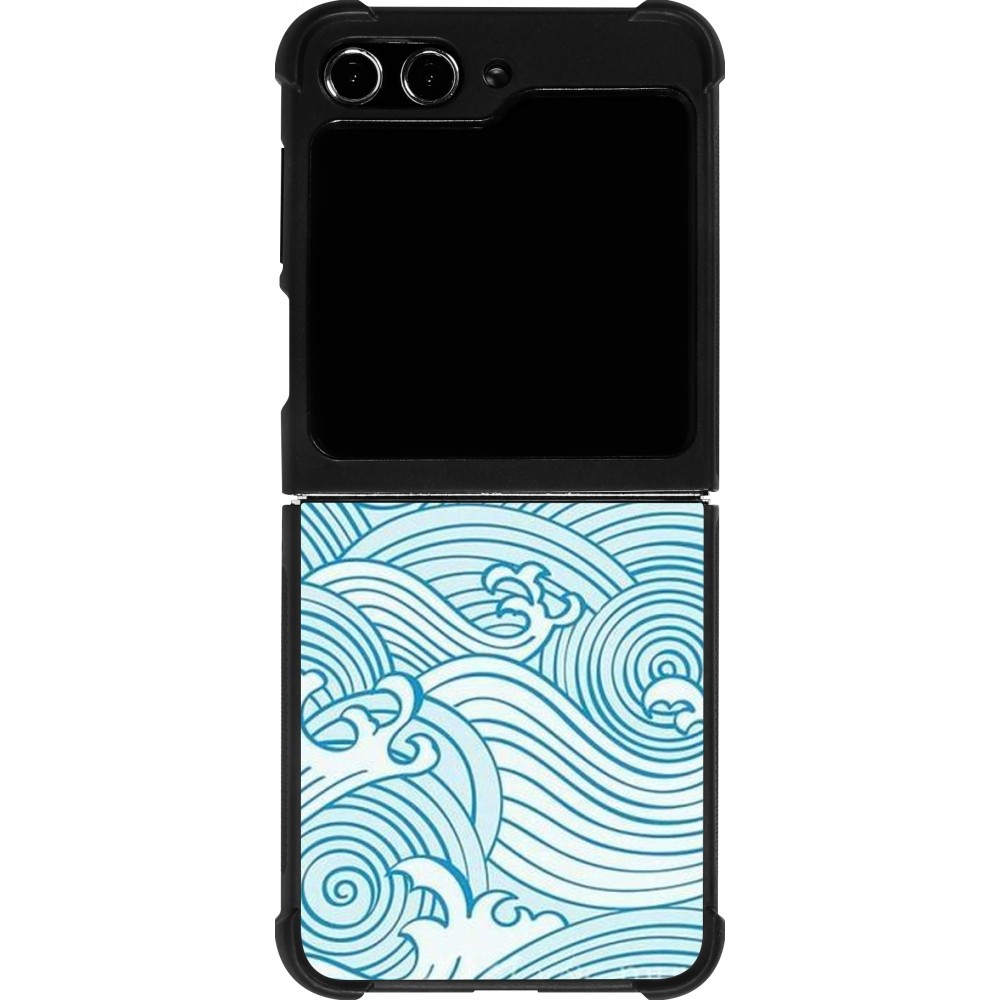 Coque Samsung Galaxy Z Flip5 - Silicone rigide noir Ocean Waves