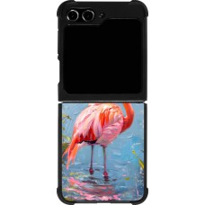 Coque Samsung Galaxy Z Flip5 - Silicone rigide noir Paint Flamingo